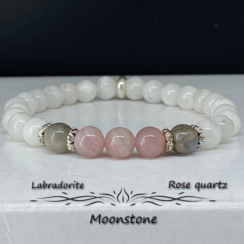 Renewable Energy Lab - 1pc/Moonstone, Labradorite and Rose Quartz Bracelet