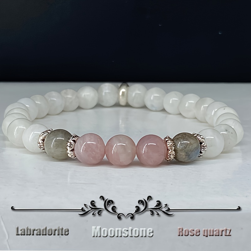 Renewable Energy Lab - 1pc/Moonstone, Labradorite and Rose Quartz Bracelet